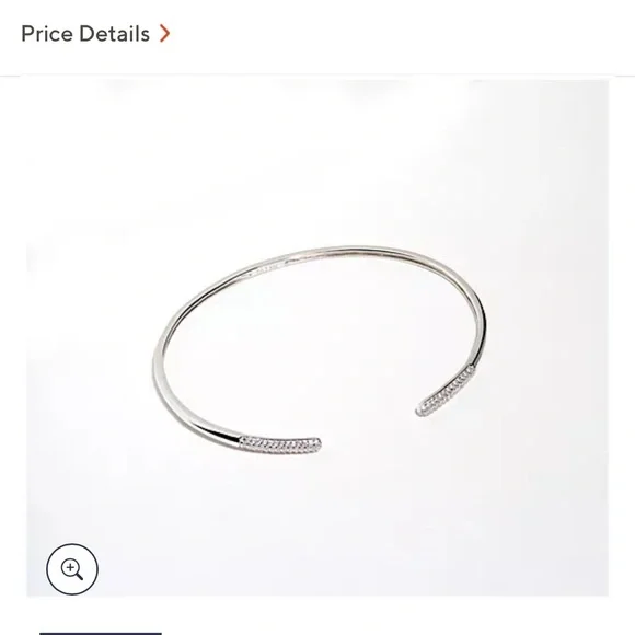 Diamonique Slim Open Bangle, 18K Gold Clad - Picture 3 of 6